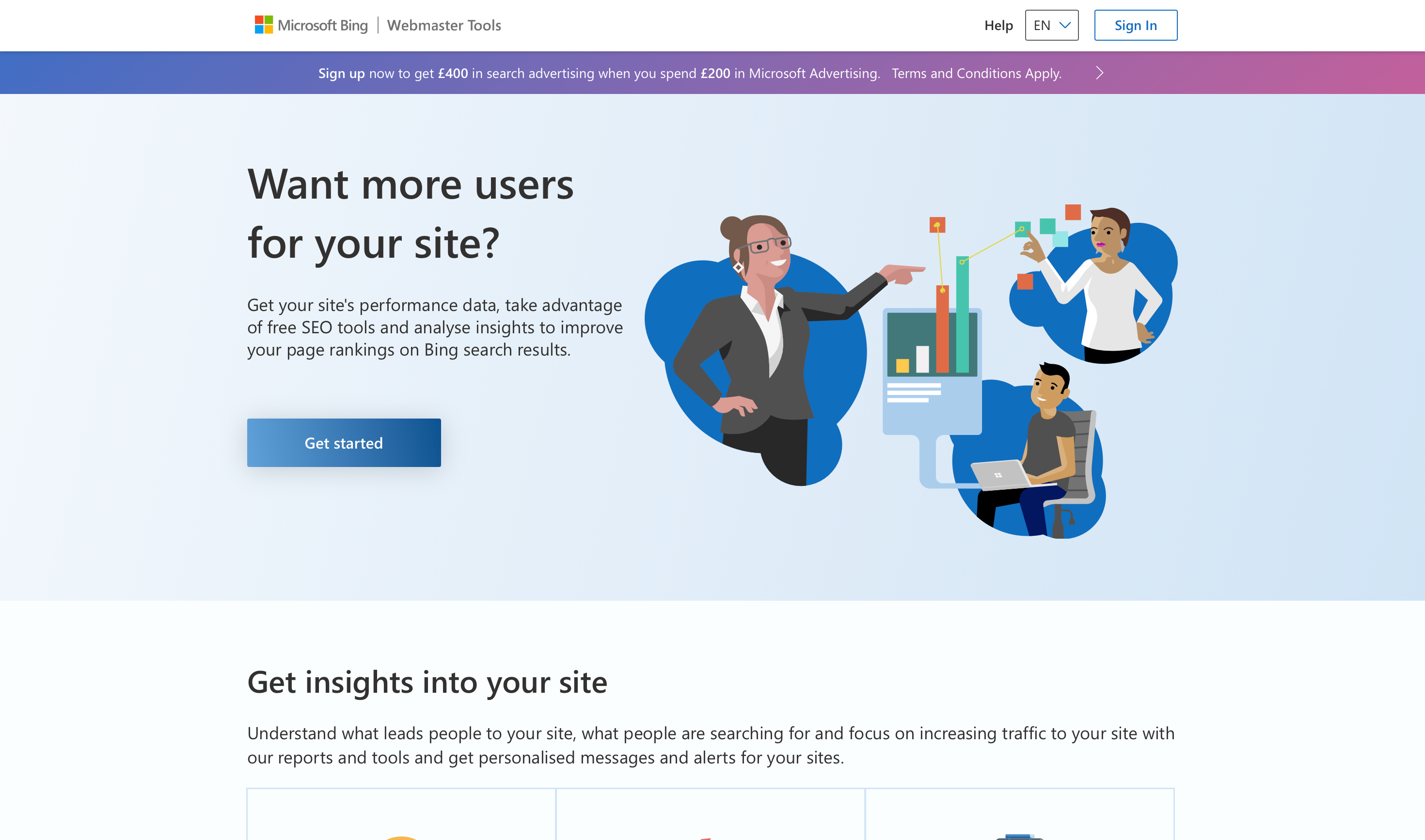 Bing Webmaster Tools: Homepage