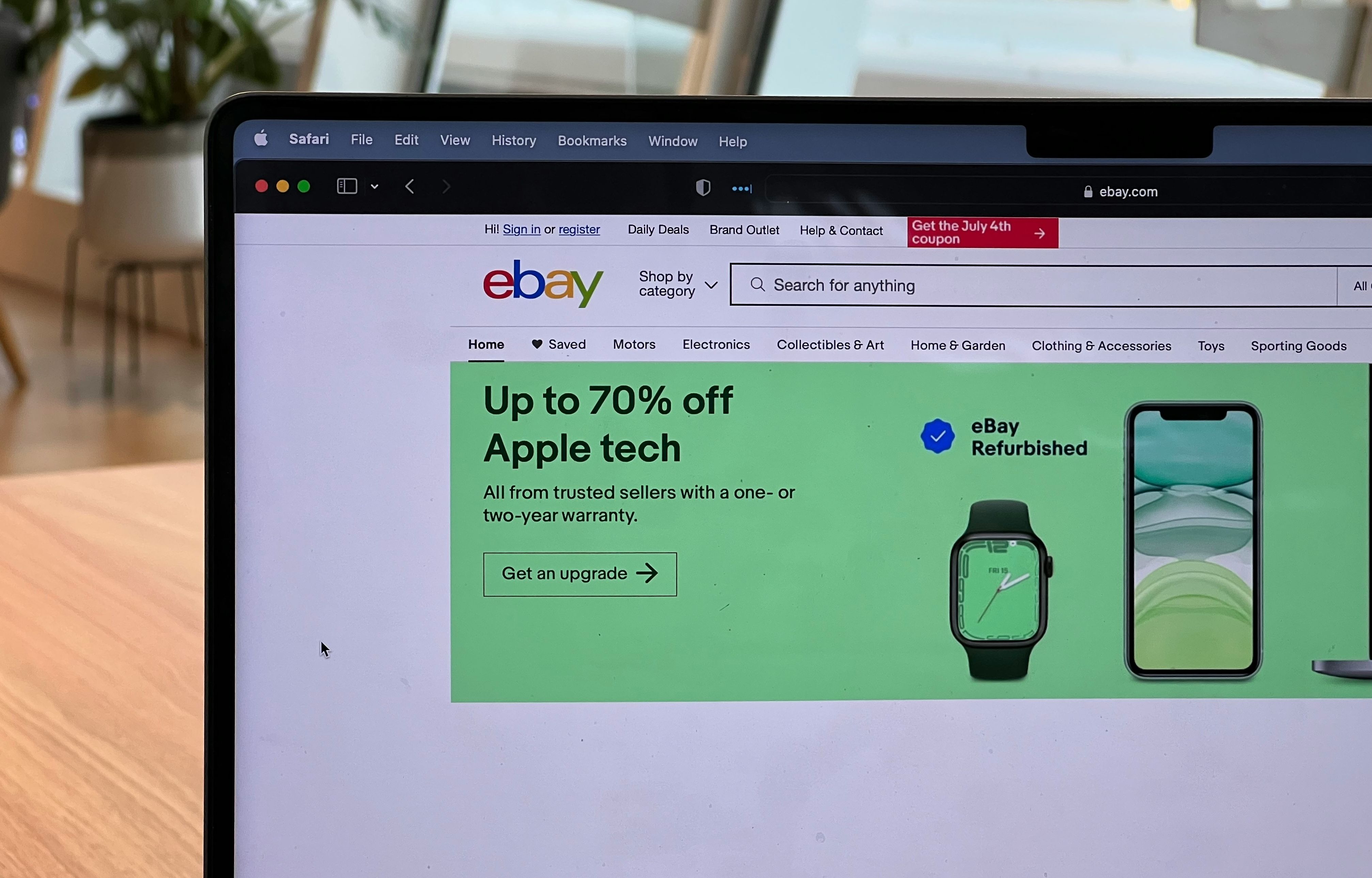 A screenshot of the eBay marketplace homepage highlighting its vast product categories and search features
