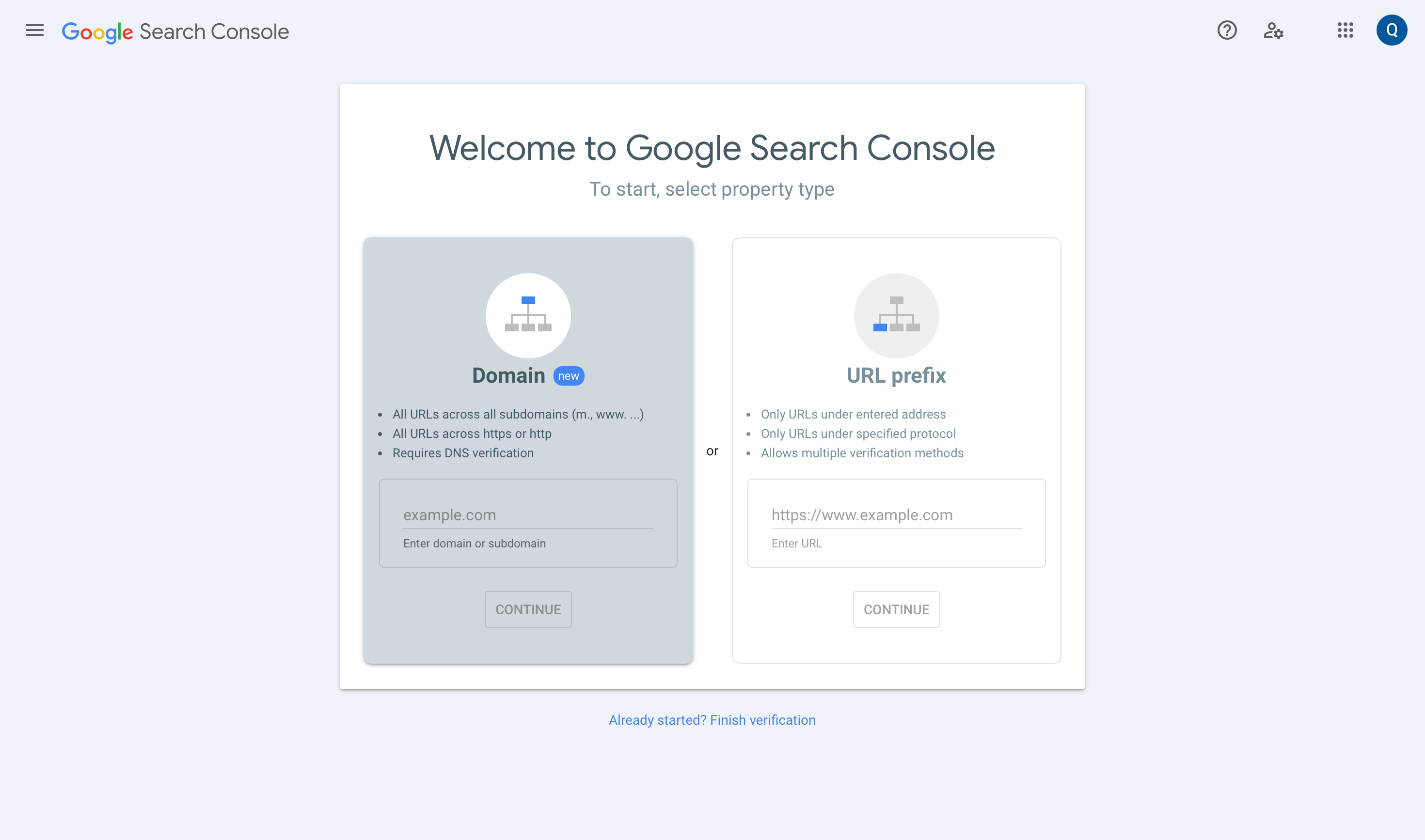 Google Search Console: Domain Property