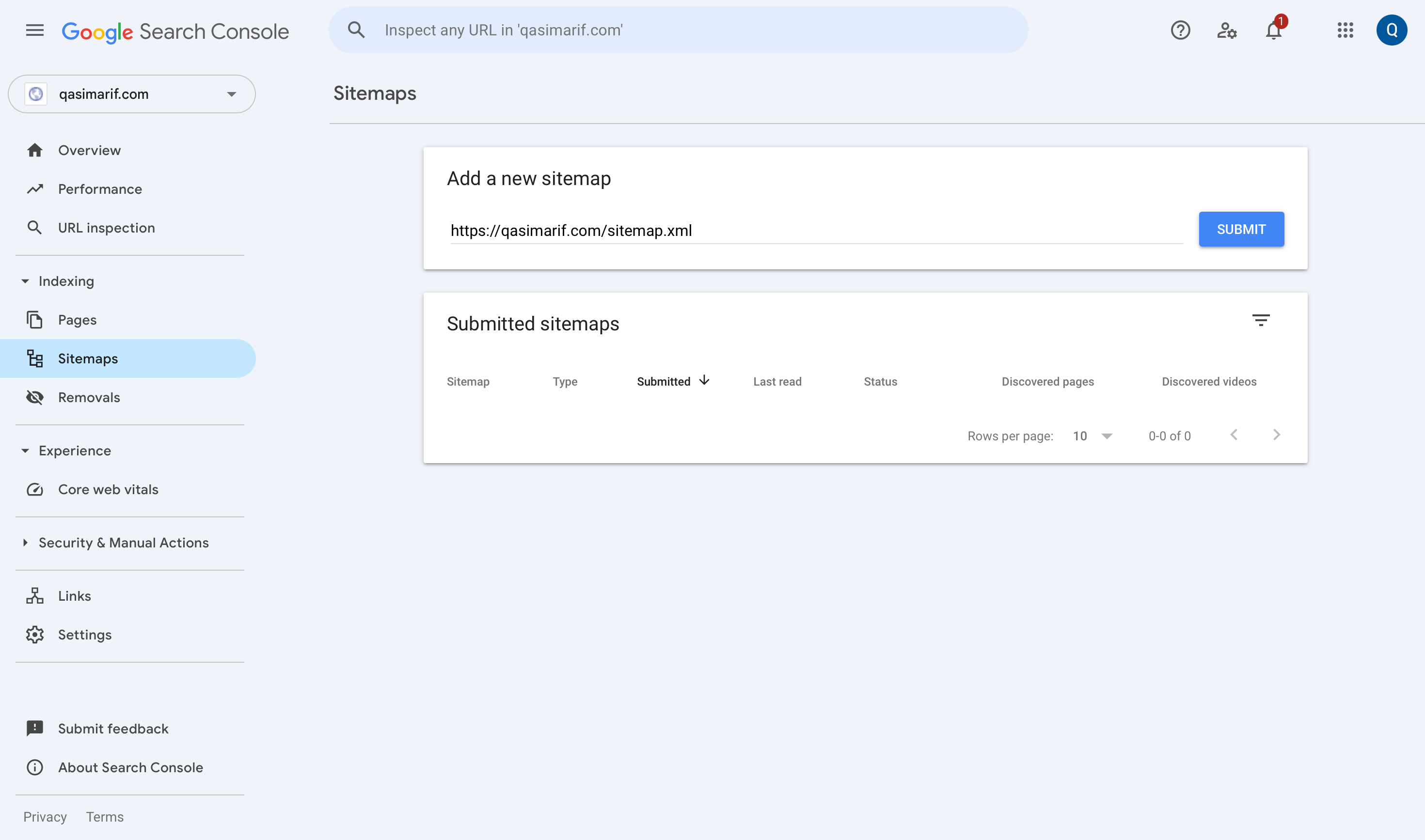 Google Search Console: Sitemap